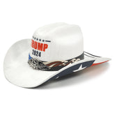 Keilin Trump 2024 Cowboy Cowgirl Hat MAGA American Flag Patriotic Straw Western Hat